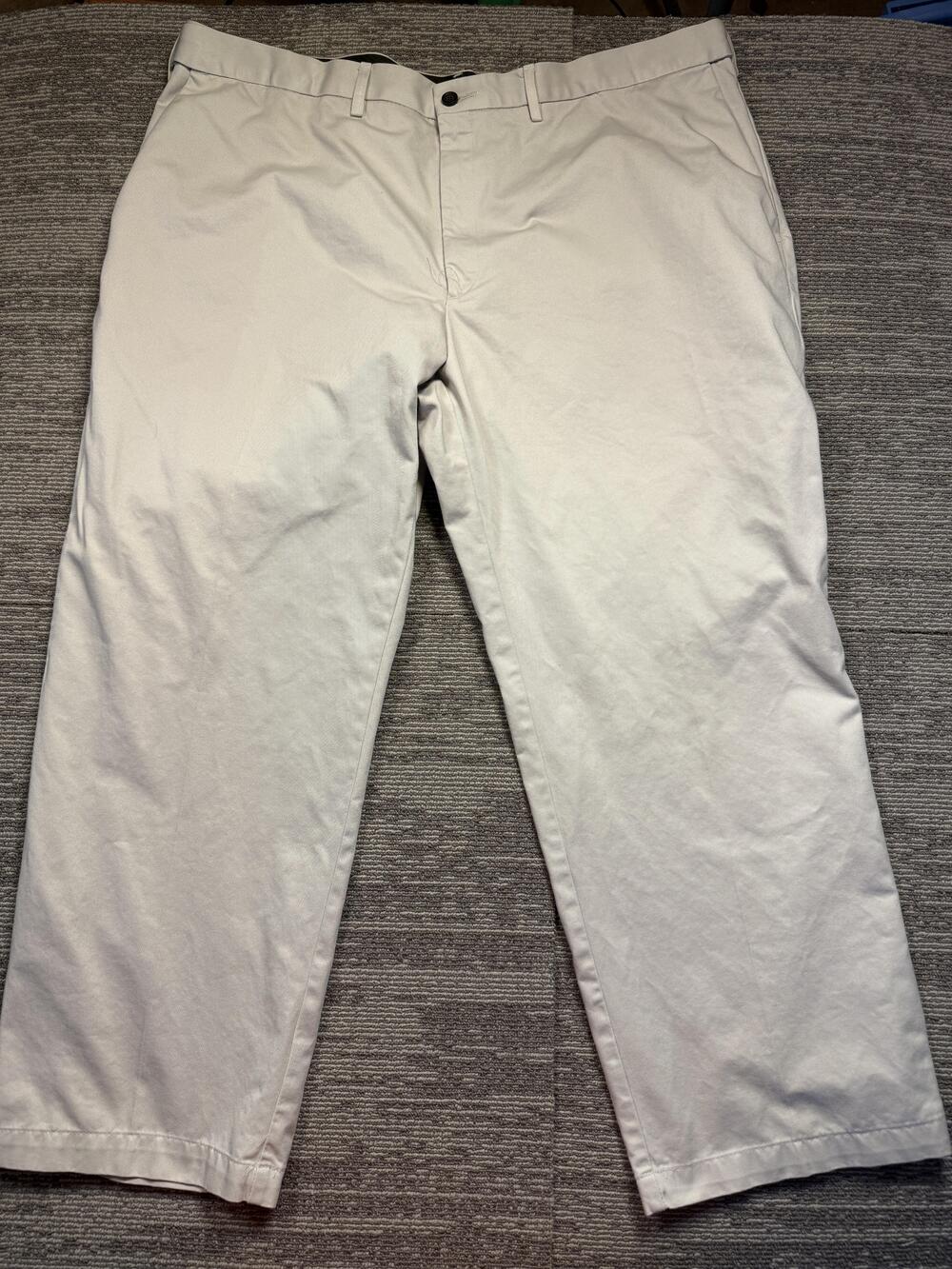 Haggar Pants Mens 44x29 Beige Chino Flat Front Straight Leg Casual Cotton